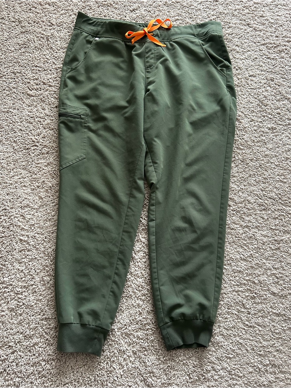 Ladies FIGG scrub bottom Green with Orange Drawstring
